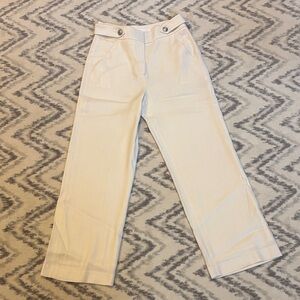 Veronica Beard Cream Linen-blend Pants